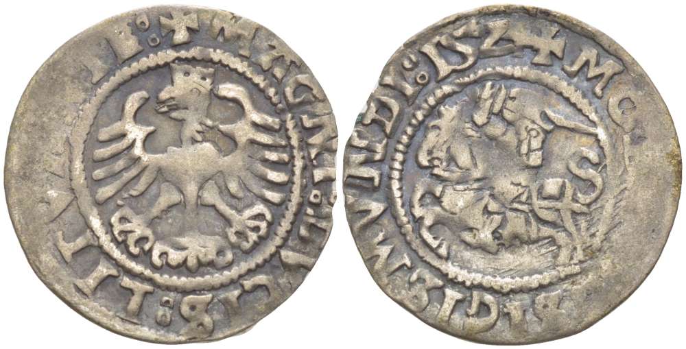 Польша 1/2 гроша (полугрош) 1524 Сигизмунд I Старый (1506-1548), вес 0,97 гр. серебро 1517-225