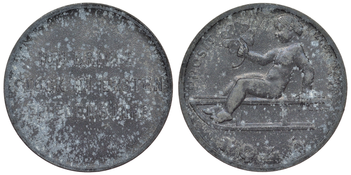 Австрия жетон 1946 удачи в первом году свободы, ребенок с клевером на санках цинк 4121-145