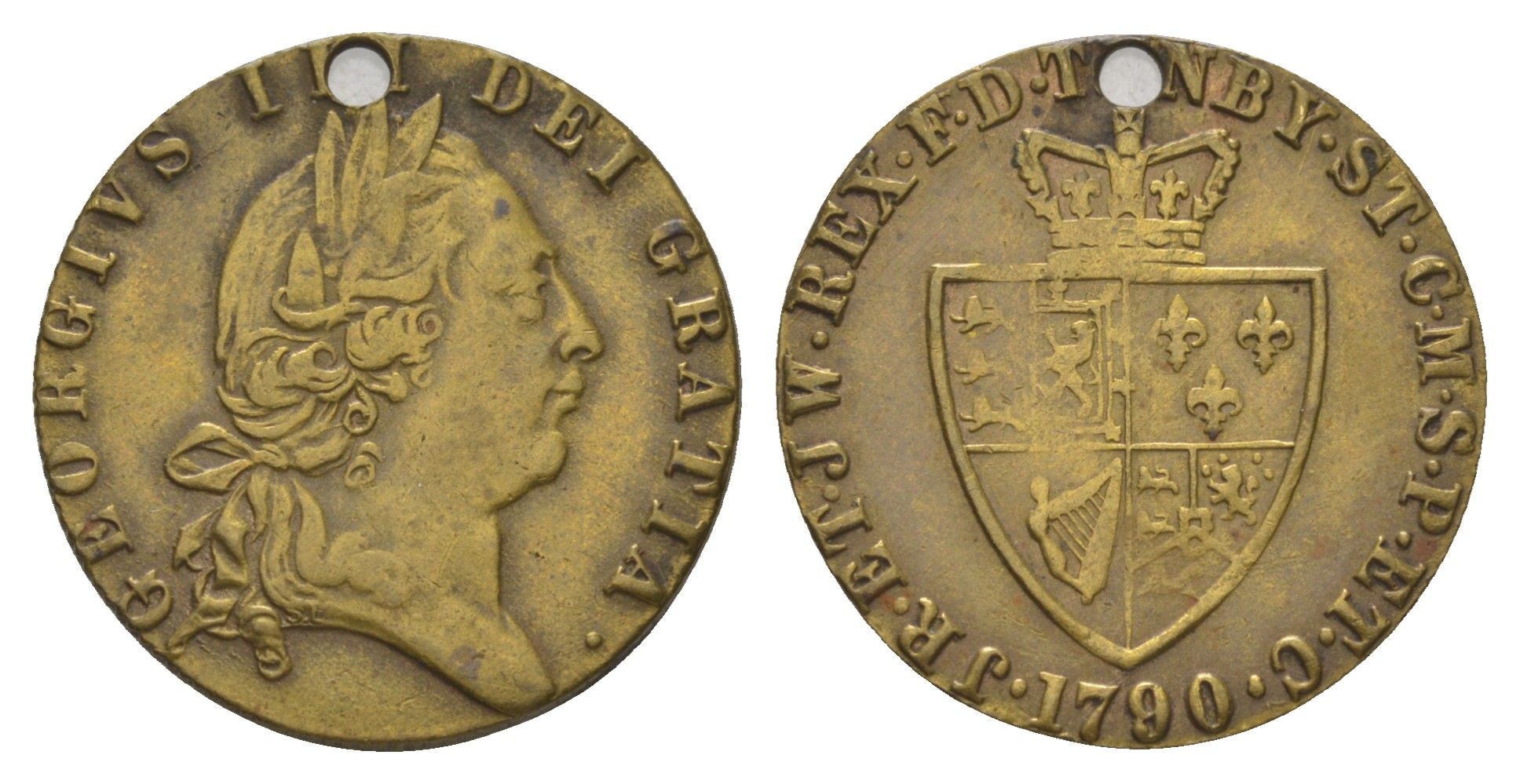 Великобритания, Бирмингем игровой токен Spade Guinea (гвинея) 1790 (1865-1914) Георг III, выпуск - Джон Гуд и сыновья, диаметр 25 мм, вес 3,5 гр латунь 4628-737