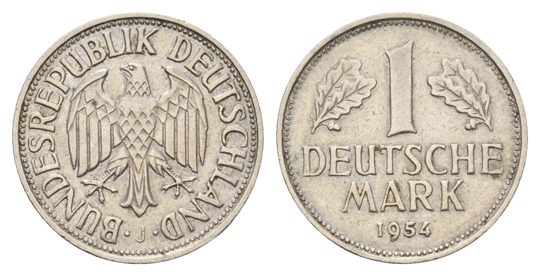 ФРГ 1 марка 1954 J KM 110, J. 385 медно-никель 4610-135