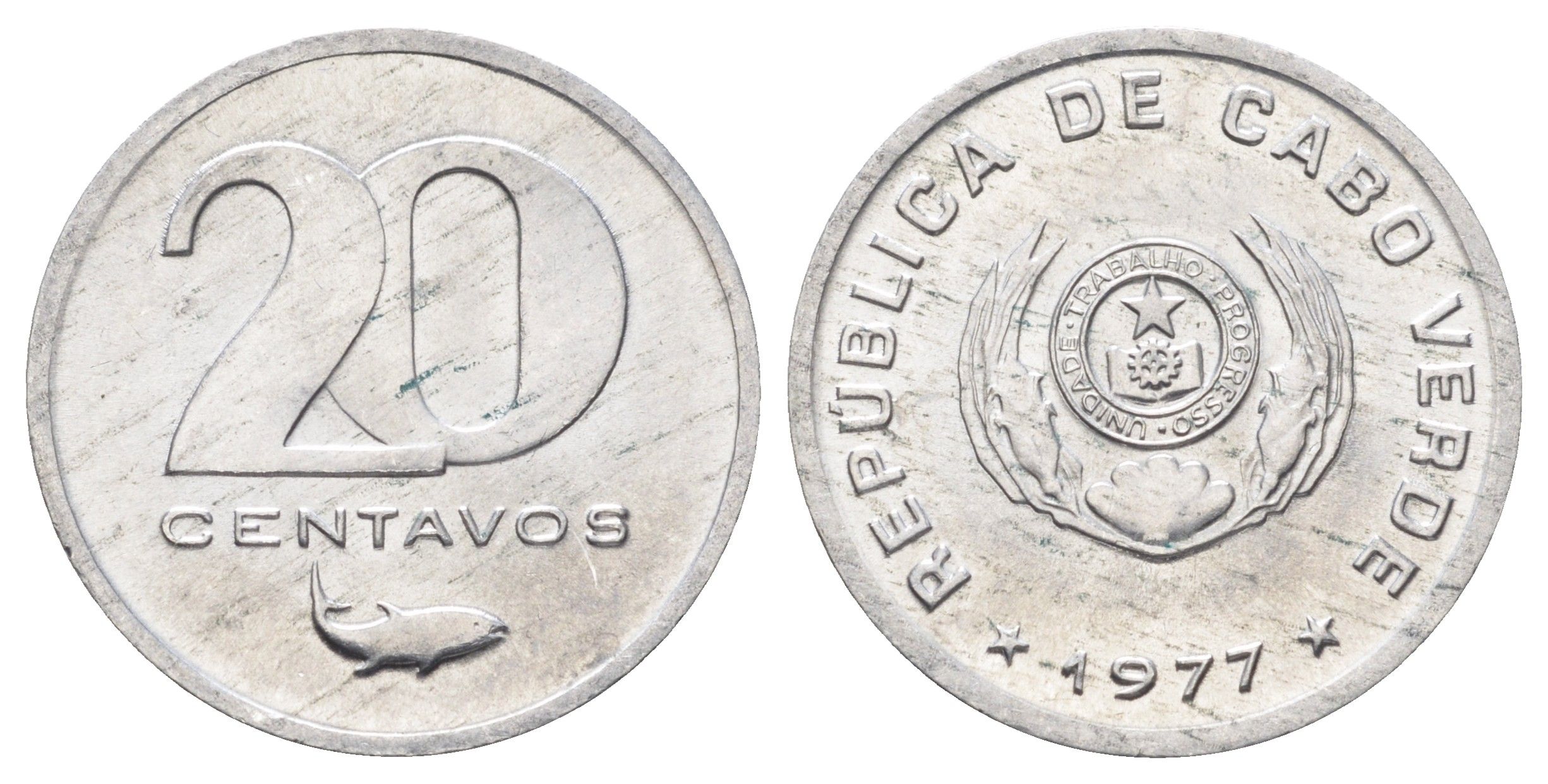 Кабо-Верде 20 сентаво 1977 KM 15 алюминий UNC 4396-661