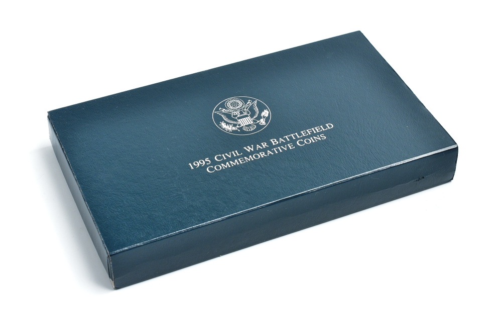 США 1 доллар 1995 S, гражданская война в США, в оригинальной коробке KM 255 серебро PROOF 00-00