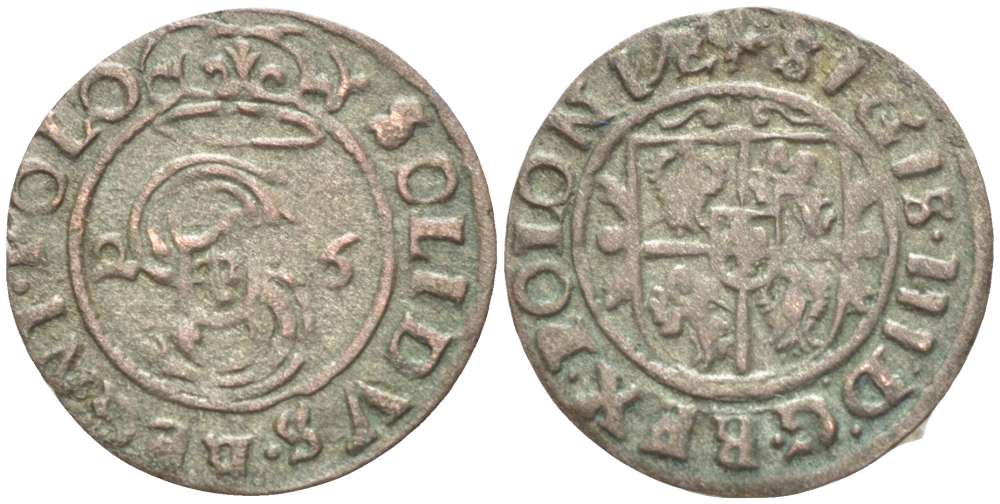 Польша 1 шиллинг (шеляг) 1626 Сигизмунд III (1587-1632), вес 0,51 гр. KM А37 серебро 1517-125