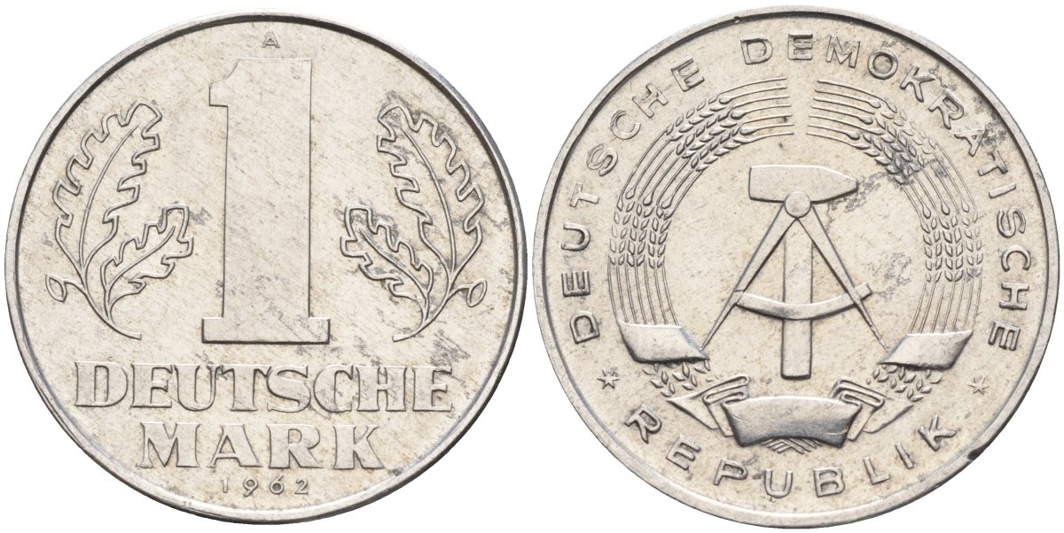 ГДР 1 марка 1962 A KM 13 алюминий 4141-514