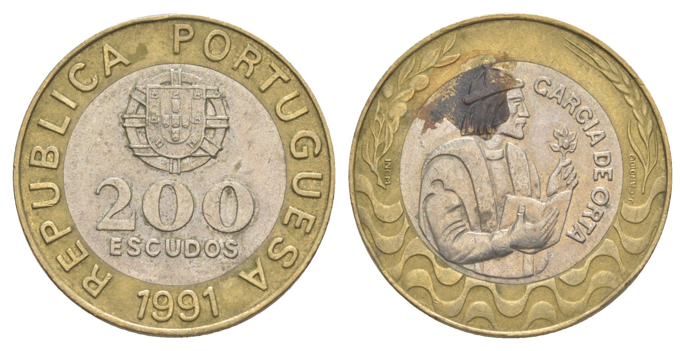 Португалия 200 эскудо 1991 Гарсия Де Орта (1501-1568) KM 655 биметалл 4393-315