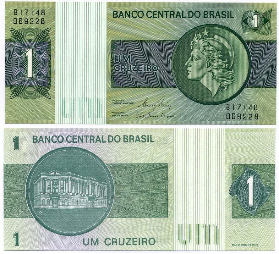 БРАЗИЛИЯ 1 КРУЗЕЙРО 1980 ПОДПИСЬ 20, СЕРИЯ В Pick 191Ас бумага UNC (ПРЕСС) 8611-38-1-1