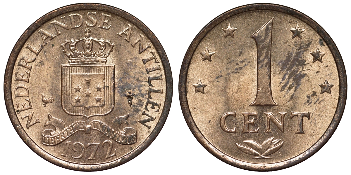 Нидерландские Антилы 1 цент 1972 Юлиана (1948-1980) KM 8 бронза UNC 4118-915