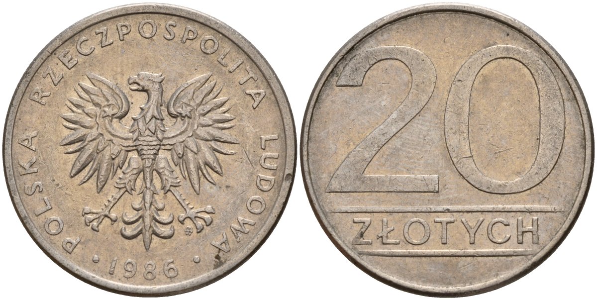 Польша 20 злотых 1986 MW Y 153.1 медно-никель 4187-654