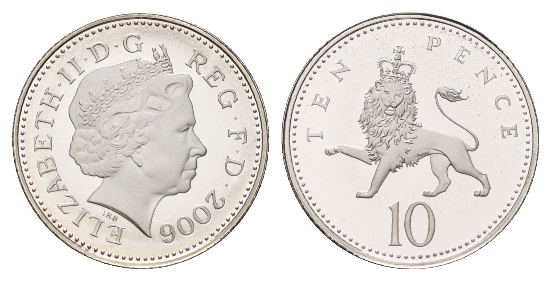 Великобритания 10 пенсов 2006 Елизавета II (1952-2022), тираж 8.000 экземпляров KM 989a, Spink F5 серебро PROOF 1095-7-11