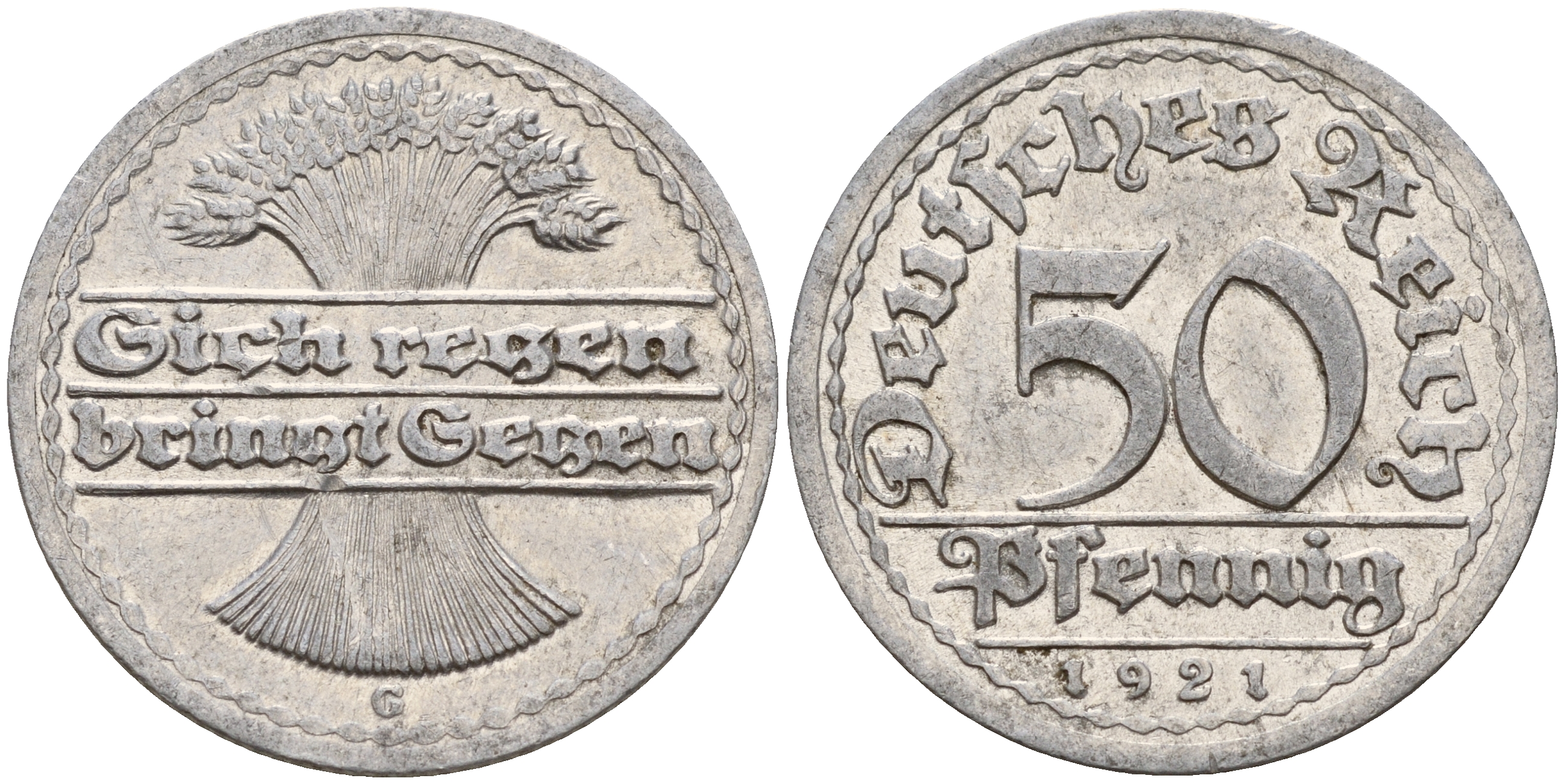Германия 50 пфеннигов 1921 G J. 301, KM 27 алюминий    4603-835