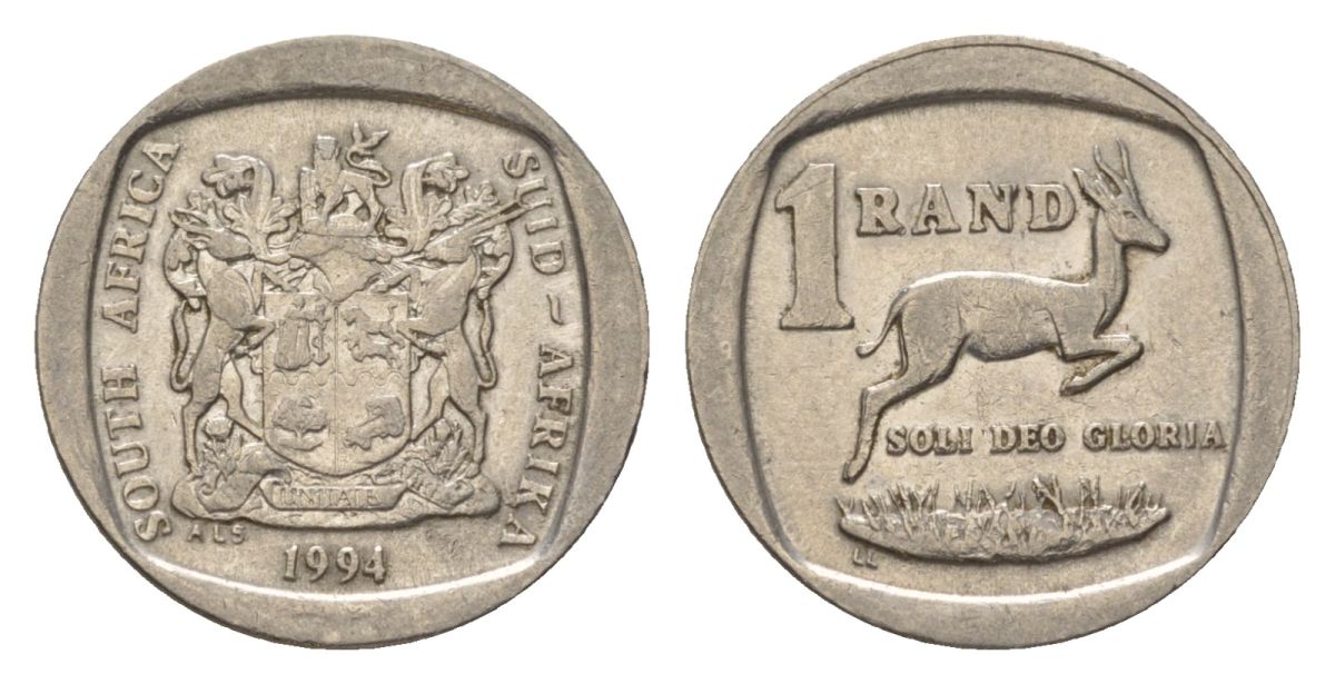 ЮАР 1 ранд 1994 KM 138 медь плакированная никелем 4627-228