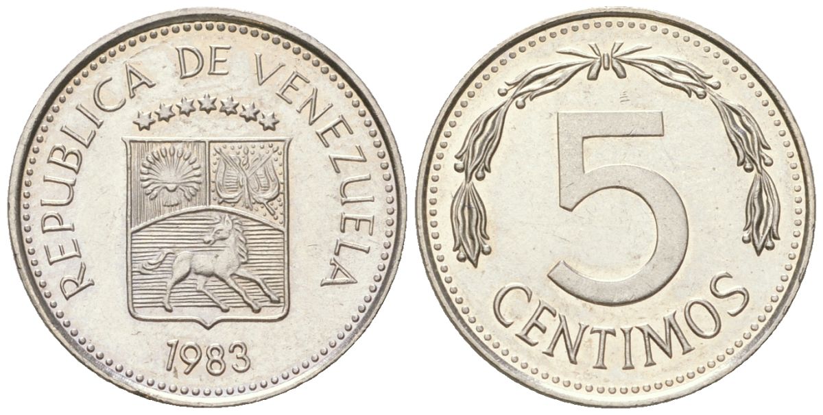 Венесуэла 5 сентимо 1983 Y 49a сталь плакированная никелем aUNC 4611-831