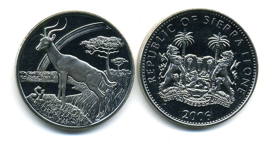 Сьерра-Леоне 1 доллар 2006 серия защита окружающей среды, антилопа KM NEW медно-никель UNC M3-15