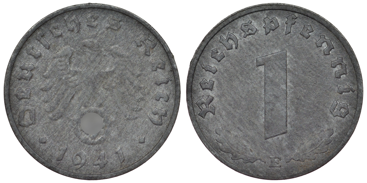 Германия 1 рейхспфенниг 1941 E KM 97, J. 369 цинк 4124-216