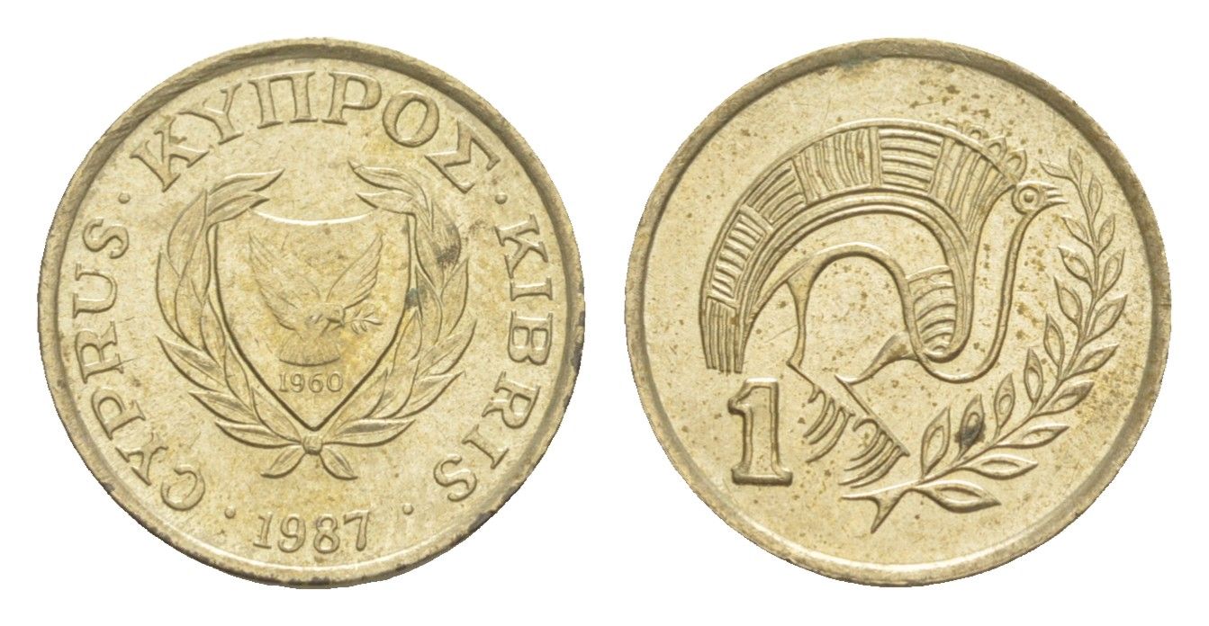 Кипр 1 цент 1987 KM 53.2 никель латунь UNC 4649-1142