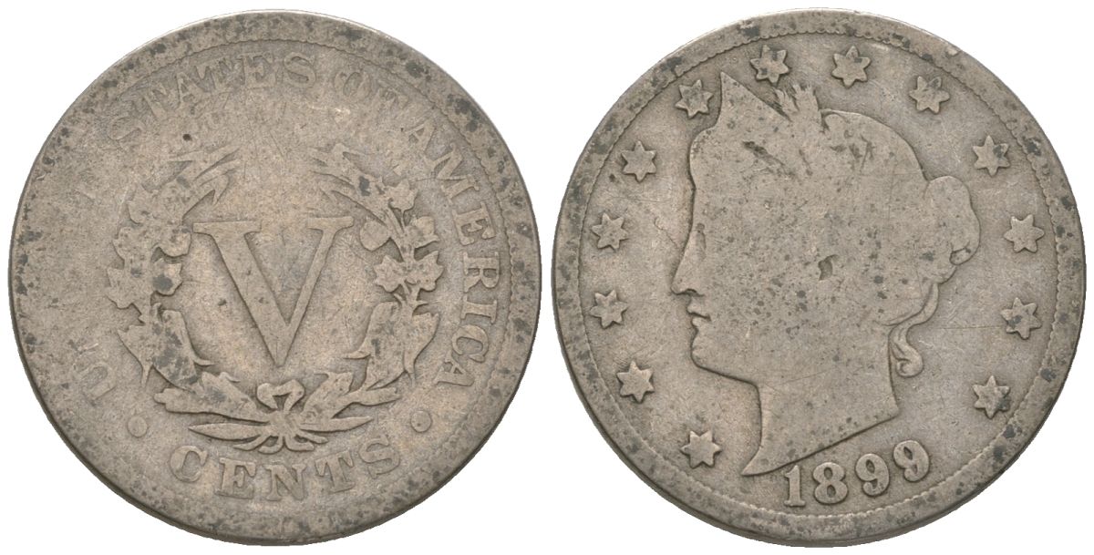 США 5 центов 1899 голова свободы KM 112 медно-никель 4563-123