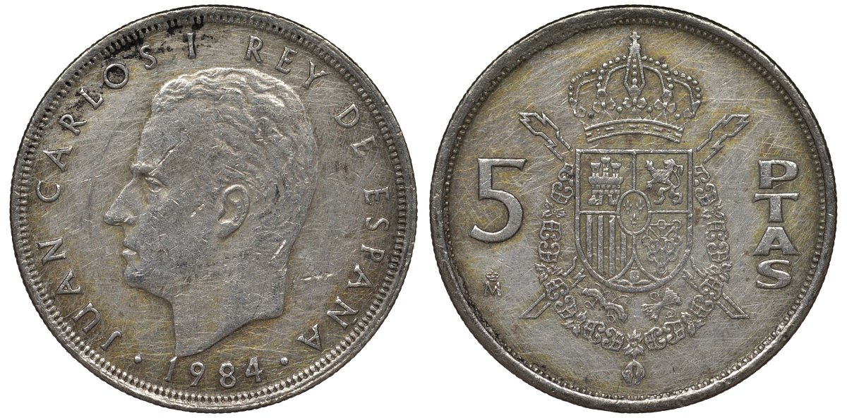 Испания 5 песет 1984 Хуан Карлос I (1975-2001) KM 823 медно-никель 4128-1024