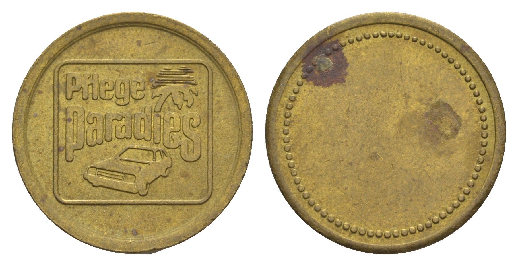 Германия жетон для автомойке Pflege Paradies диаметр 22 мм, вес 7,1 гр латунь 4656-515