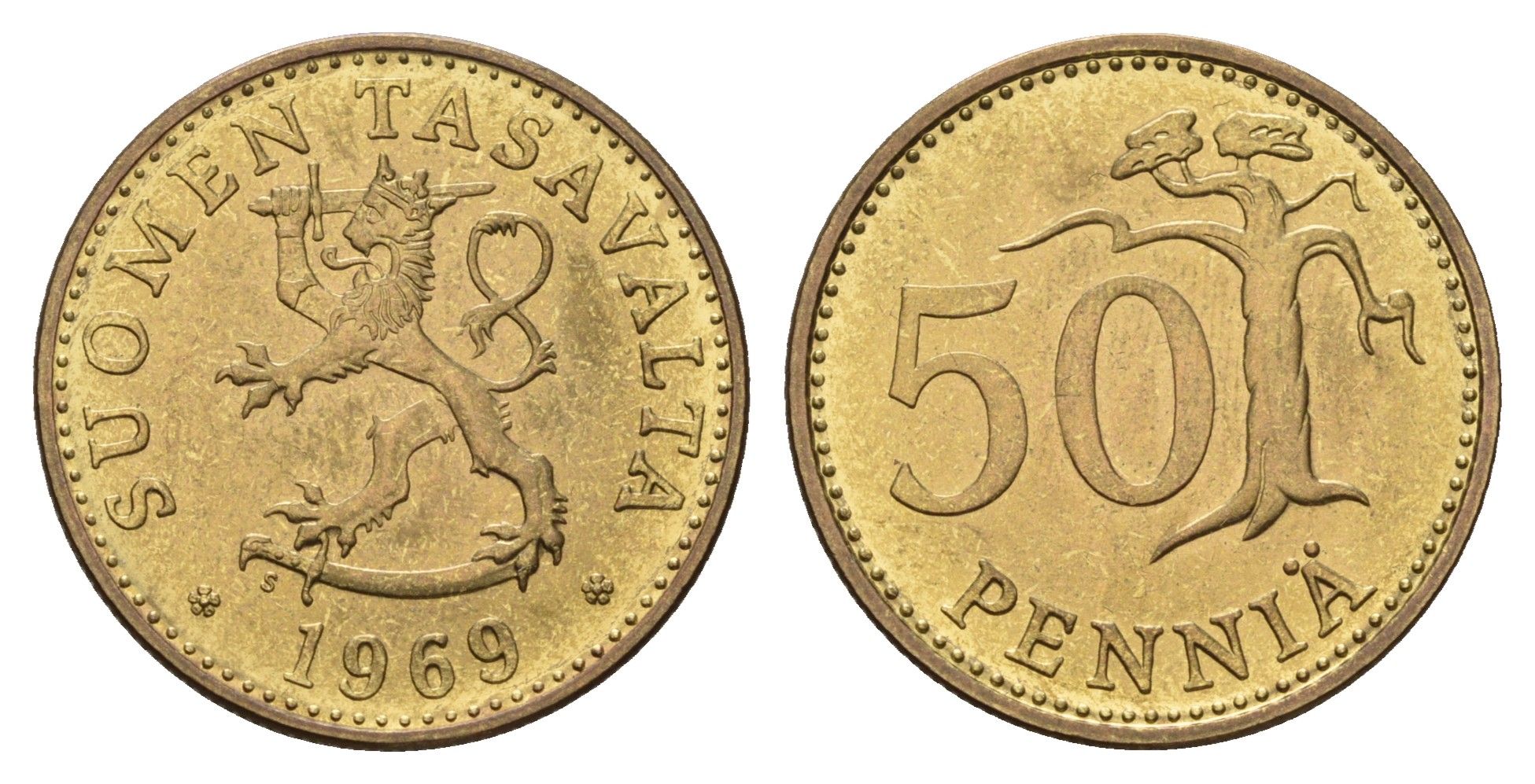 Финляндия 50 пенни 1969 KM 48 алюминиевая бронза UNC 4118-1251