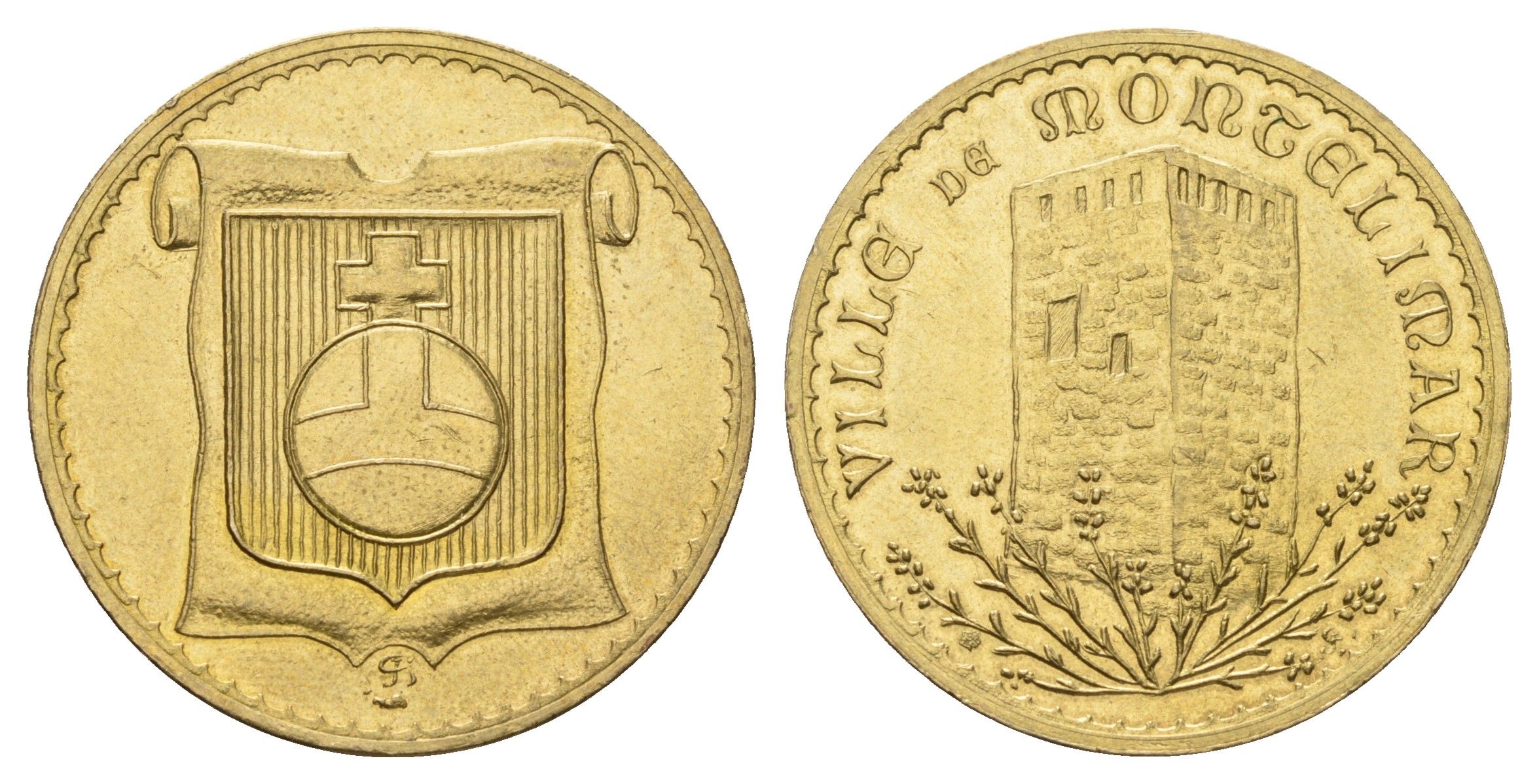 Франция сувенирная медаль "Монтелимар" диаметр 30 мм, вес 10 гр медь алюминий никель 4670-1015