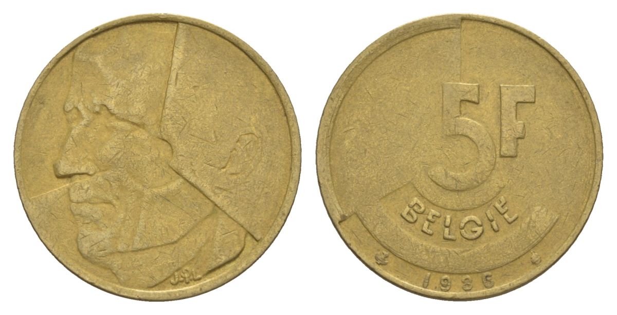 Бельгия 5 франков 1986 Belgie, Бодуэн I (1951-1993) KM 164 медь алюминий никель 4633-832