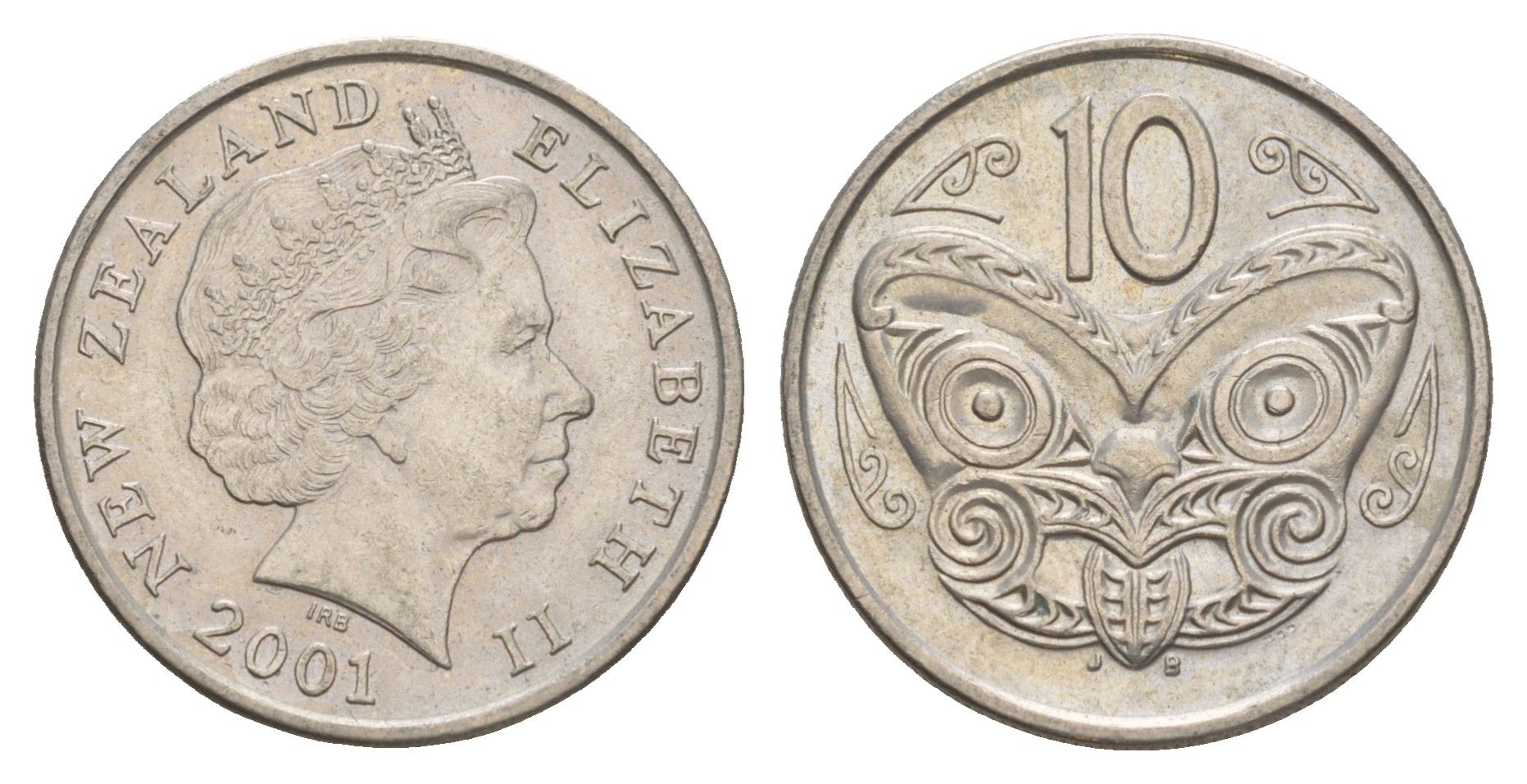 Новая Зеландия 10 центов 2001 редкий год KM 117 медно-никель 4182-412