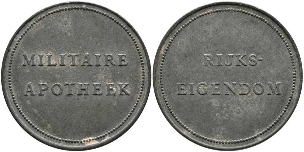 НИДЕРЛАНДЫ ЖЕТОН ND ВОЕННАЯ АПТЕКА, ДИАМЕТР 30 ММ. цинк 32-1115