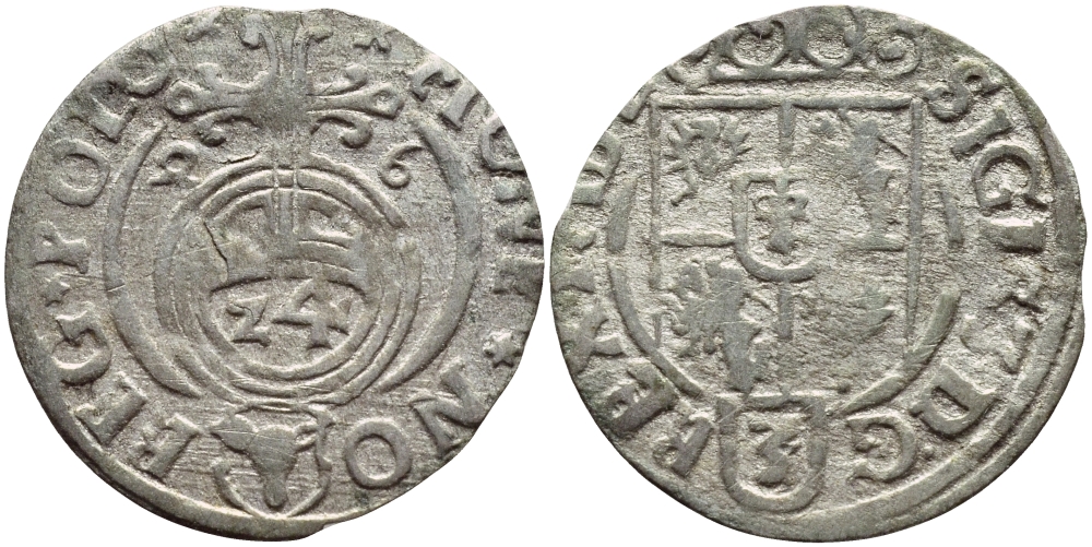 ПОЛЬША 1/24 ТАЛЕРА 1626 СИГИЗМУНД III (1587-1632) KM 15 серебро 3896-841