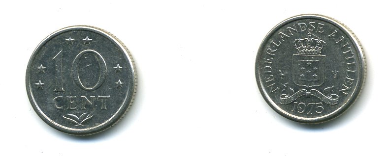 Нидерландские Антилы 10 центов 1975 Юлиана (1948-1980) KM 10 никель 4364-854