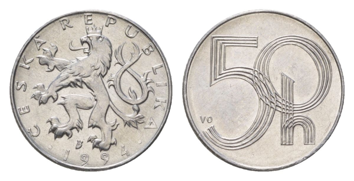 Чехия 50 геллеров 1994 KM 3 алюминий 4623-761