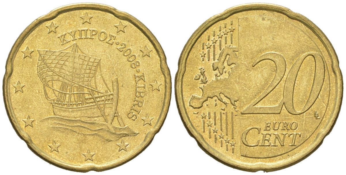 Кипр  20 евроцентов 2008  KM 82 нордик    4142-146