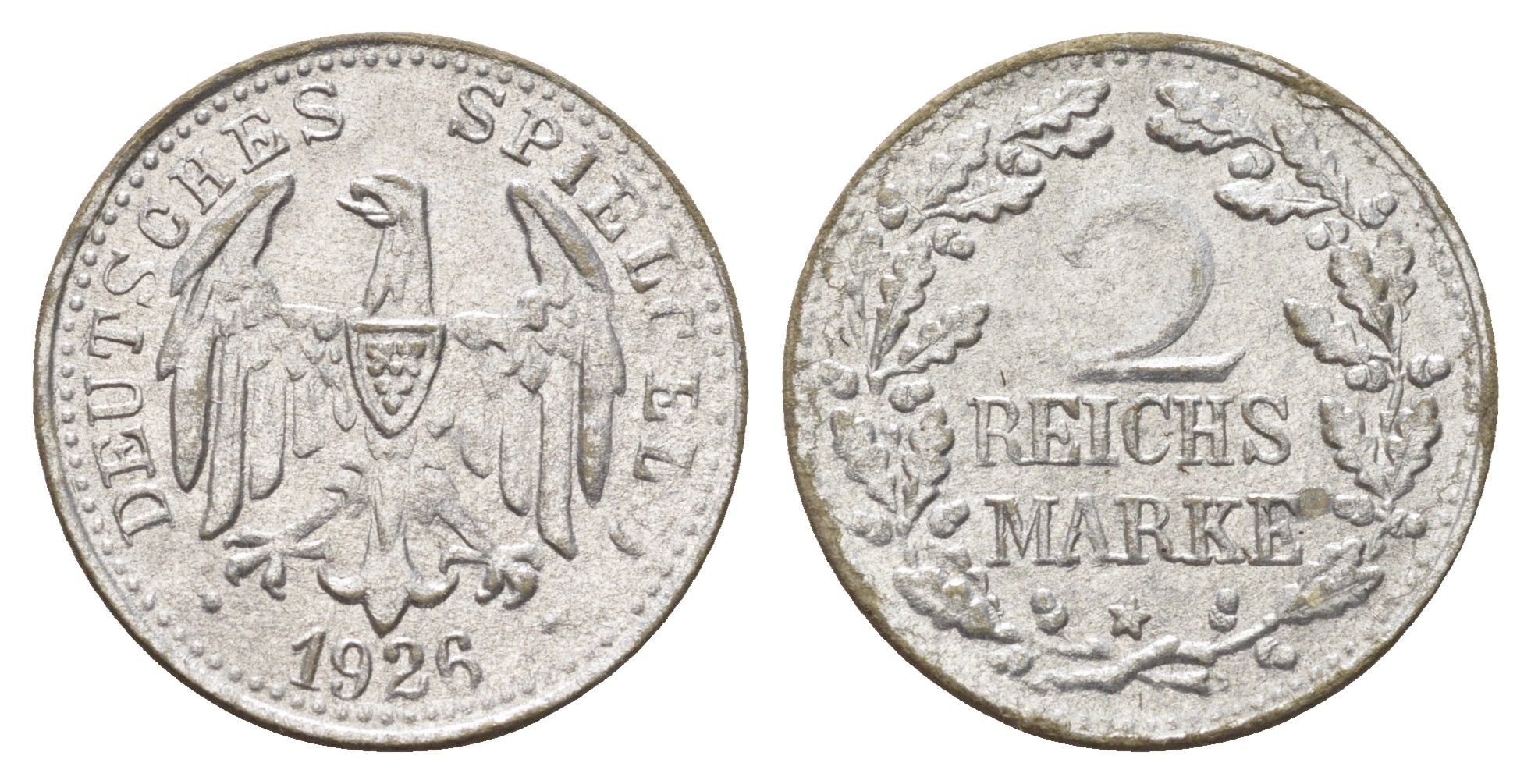 Германия игровой жетон в 2 рейхсмарки 1926 диаметр 24,5 мм, вес 0,6 гр картон 4704-246