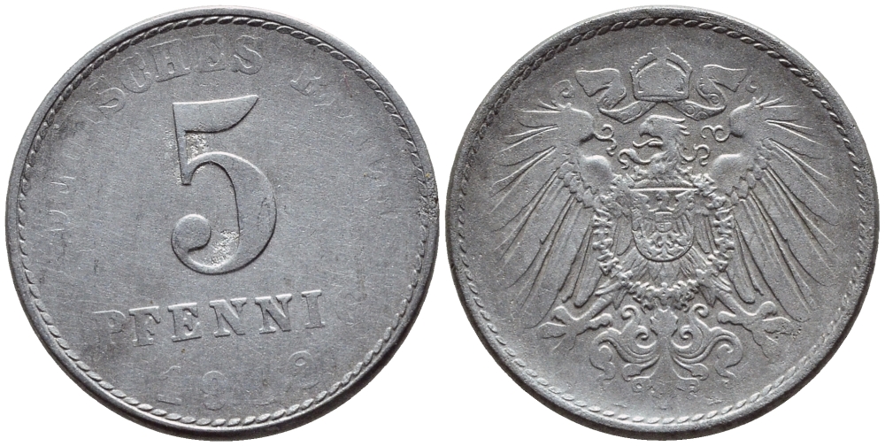 ГЕРМАНИЯ 5 ПФЕННИГОВ 1918 А KM 19, J. 297 железо 4396-325