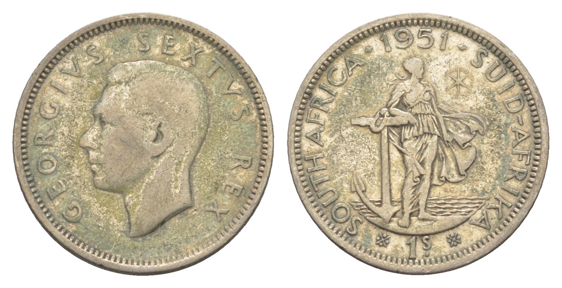 ЮАР 1 шиллинг 1951 KM 37.2 серебро 4178-642