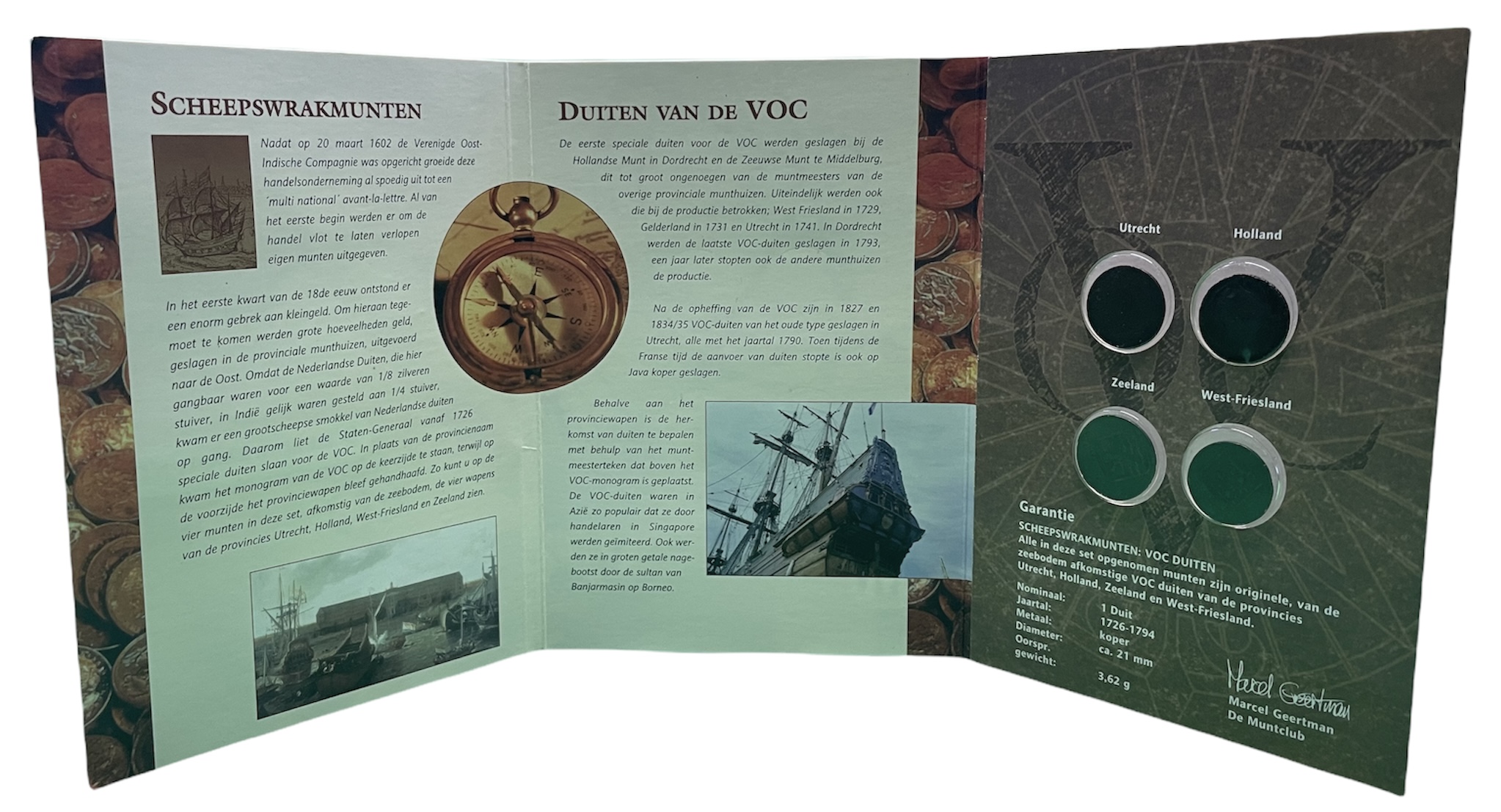 Нидерланды набор из 4 монет по 1 дуиту 1726-1794 Утрехт, Голландия, Зеландия, Западная Фризия, в буклете медь 7-5-5-07