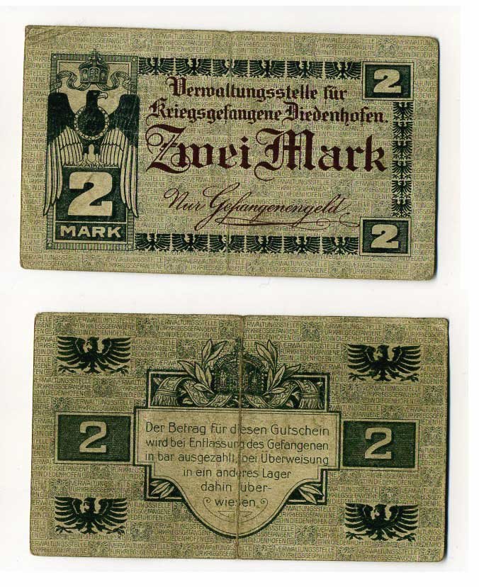 ГЕРМАНИЯ 2 МАРКИ ND ЛАГЕРЬ ВОЕННОПЛЕННЫХ В ТЬОНВИЛЕ (ФРАНЦИЯ) C-2879 бумага 000-00-00