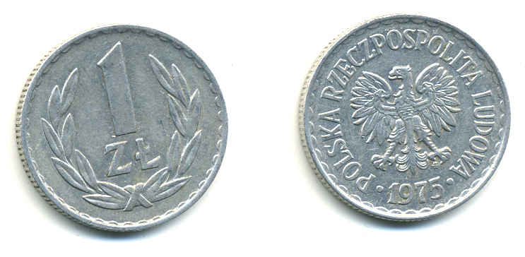 ПОЛЬША 1 ЗЛОТЫЙ 1975 MW KM 49.1 алюминий 3999-851