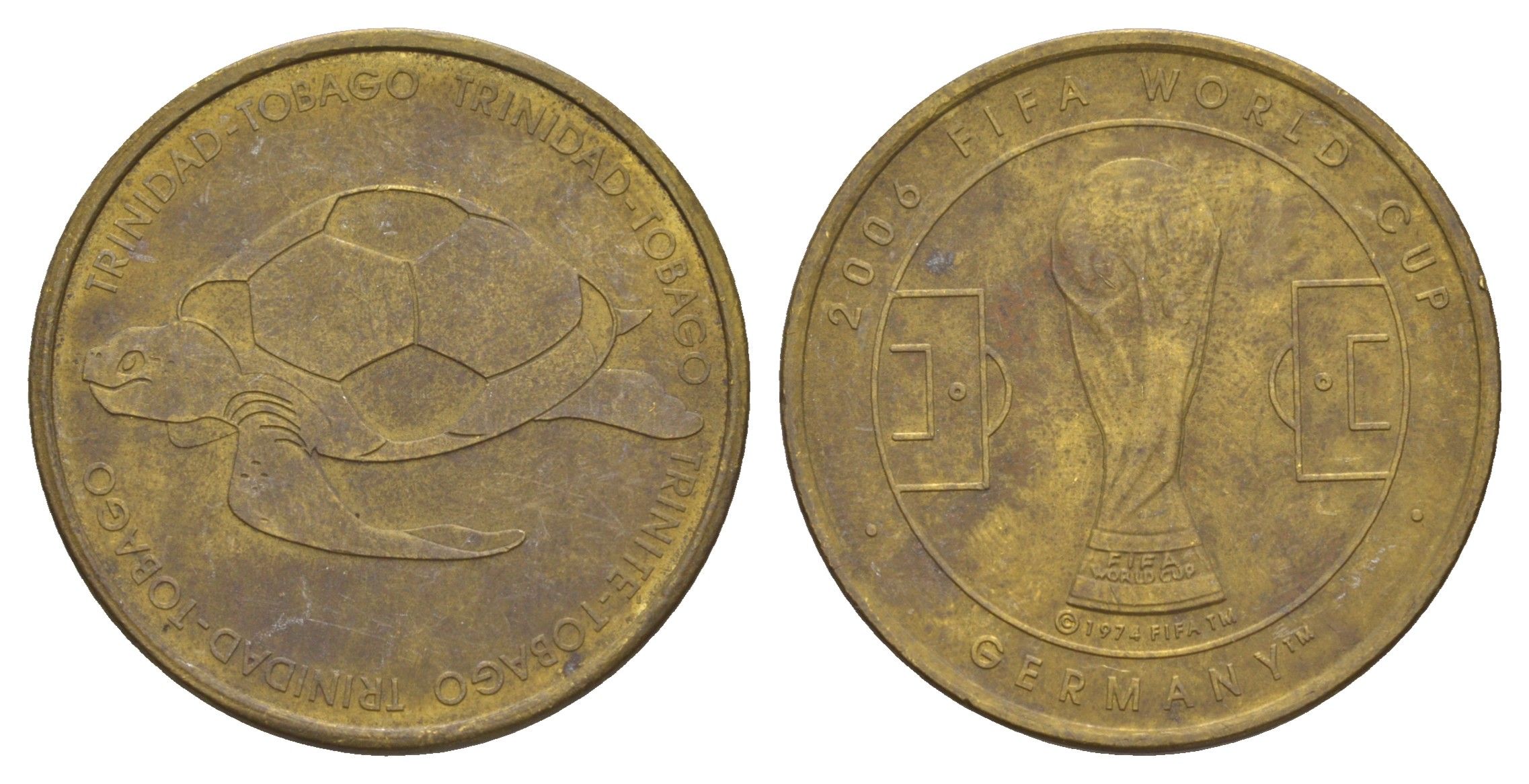 Германия медаль "Чемпионат мира 2006 - сборная Тринидад и Тобаго" диаметр 29 мм, вес 7 гр латунь 4656-546