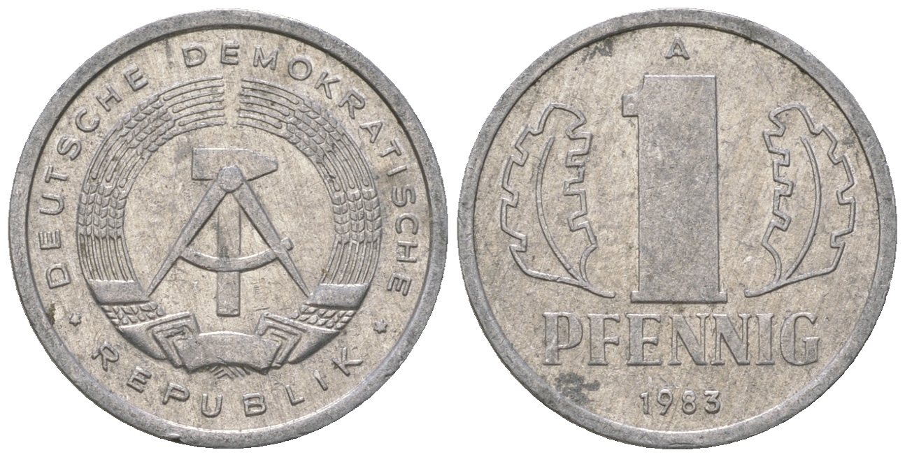 ГДР 1 пфенниг 1983 А KM 8.2 алюминий 4623-452