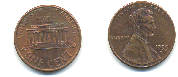 США 1 ЦЕНТ 1995 D, ЛИНКОЛЬН KM 201b цинк плакированный медью 86-318