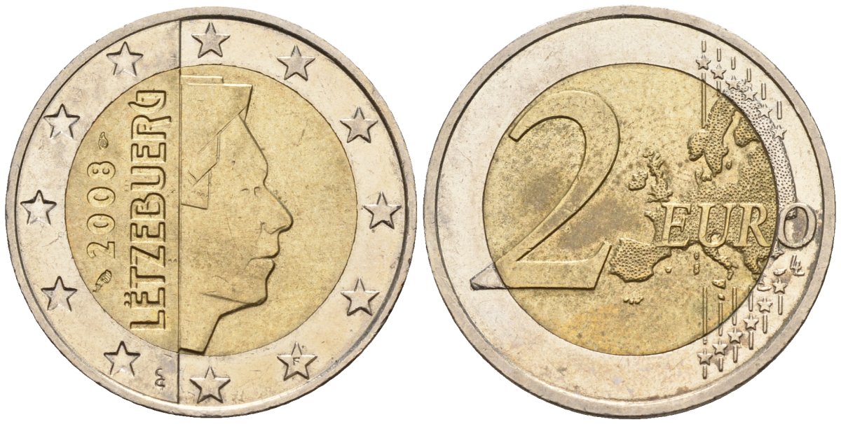 Люксембург 2 евро 2008 KM 82 биметалл 4148-821