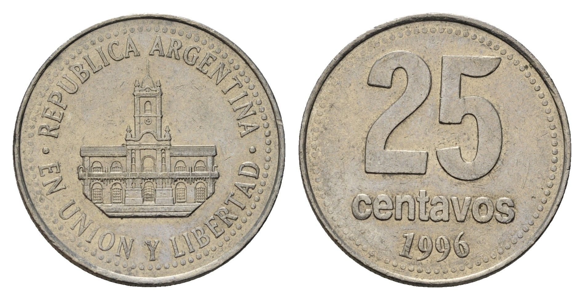 Аргентина 25 сентаво 1996 ратуша Буэнос-Айреса KM 110a медно-никель 4575-722