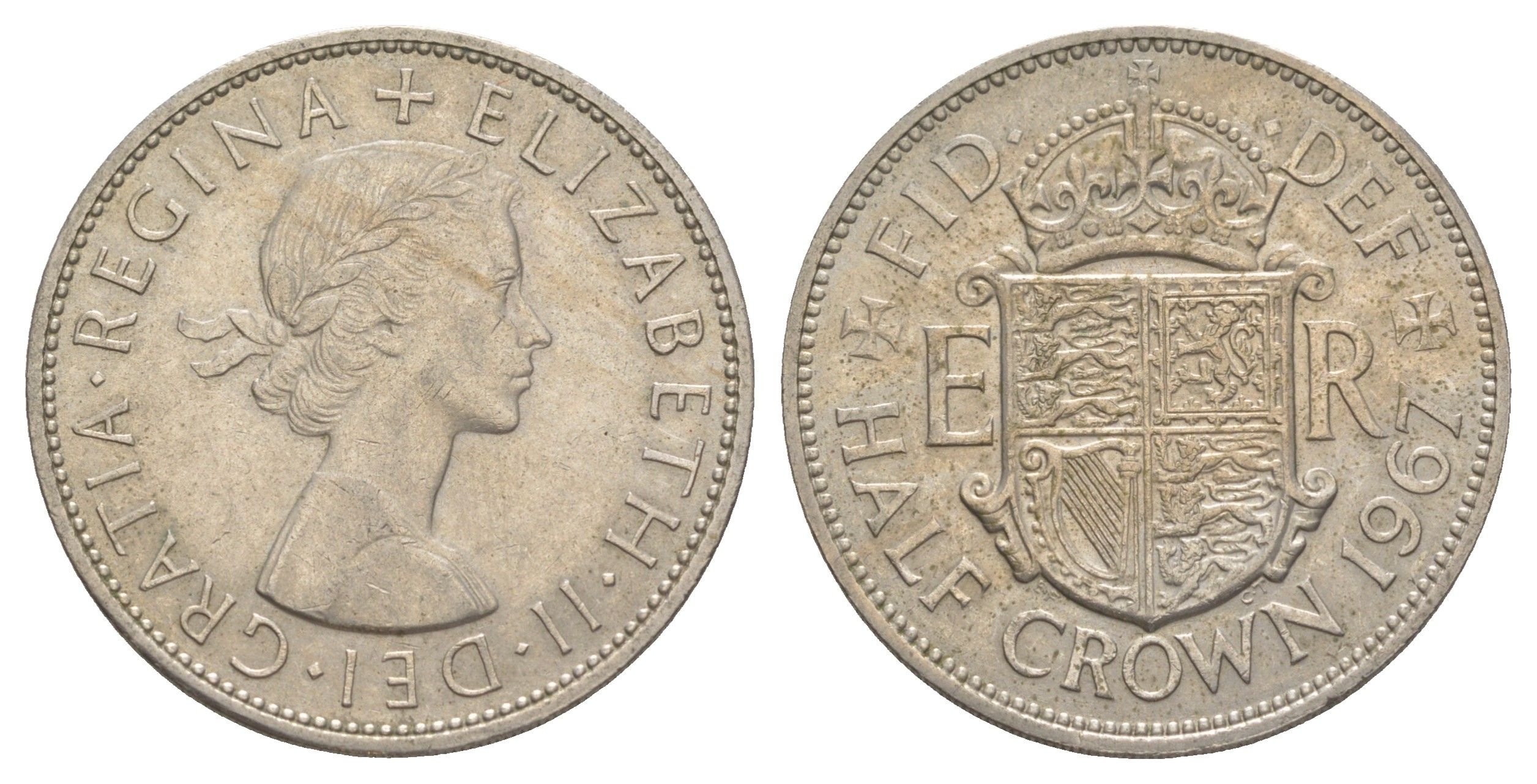 Великобритания 1/2 кроны 1967 Елизавета II (1952-2022) KM 907, Spink 4145 медно-никель 4645-1024