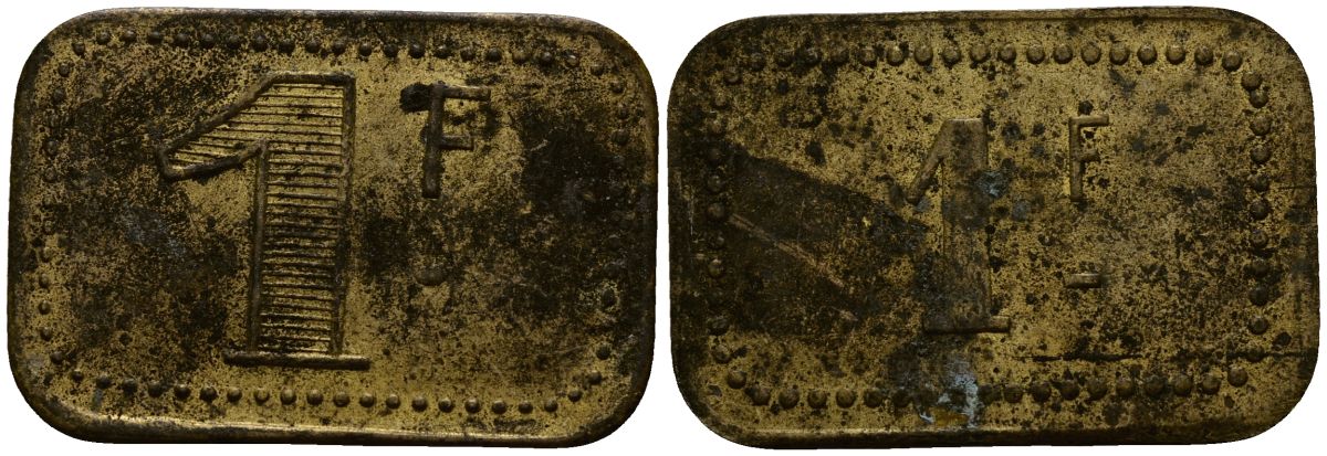 Франция 1 франк ND ресторанный жетон латунь 4166-257