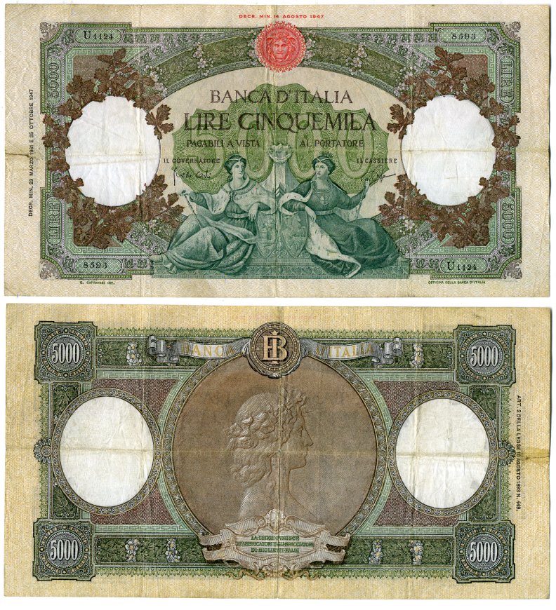 Италия 5000 лир 1961 Pick 85d 451-106-1