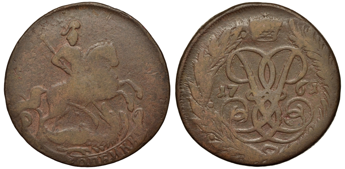 Россия 2 копейки 1761 красный монетный двор, Елизавета Петровна (1741-1762) Биткин 395 медь 221-746