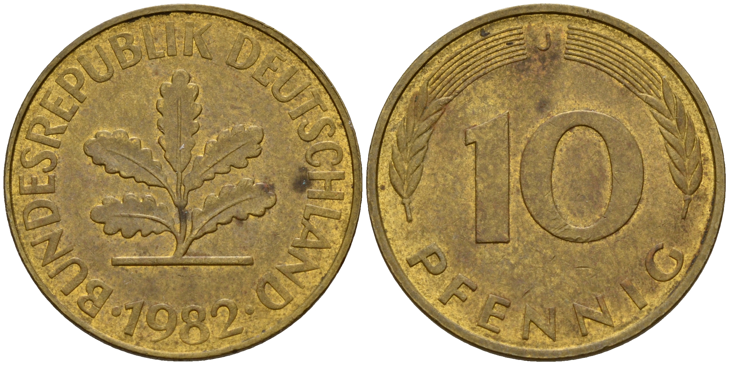 ФРГ 10 пфеннигов 1982 J J. 383, KM 108 сталь плакированная латунью    4603-524