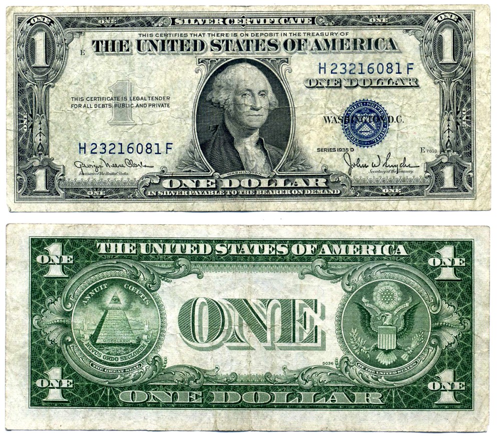 США 1 доллар 1935 D, подписи: Clark & Snyder Pick 416D2 бумага 7547-87-3-2