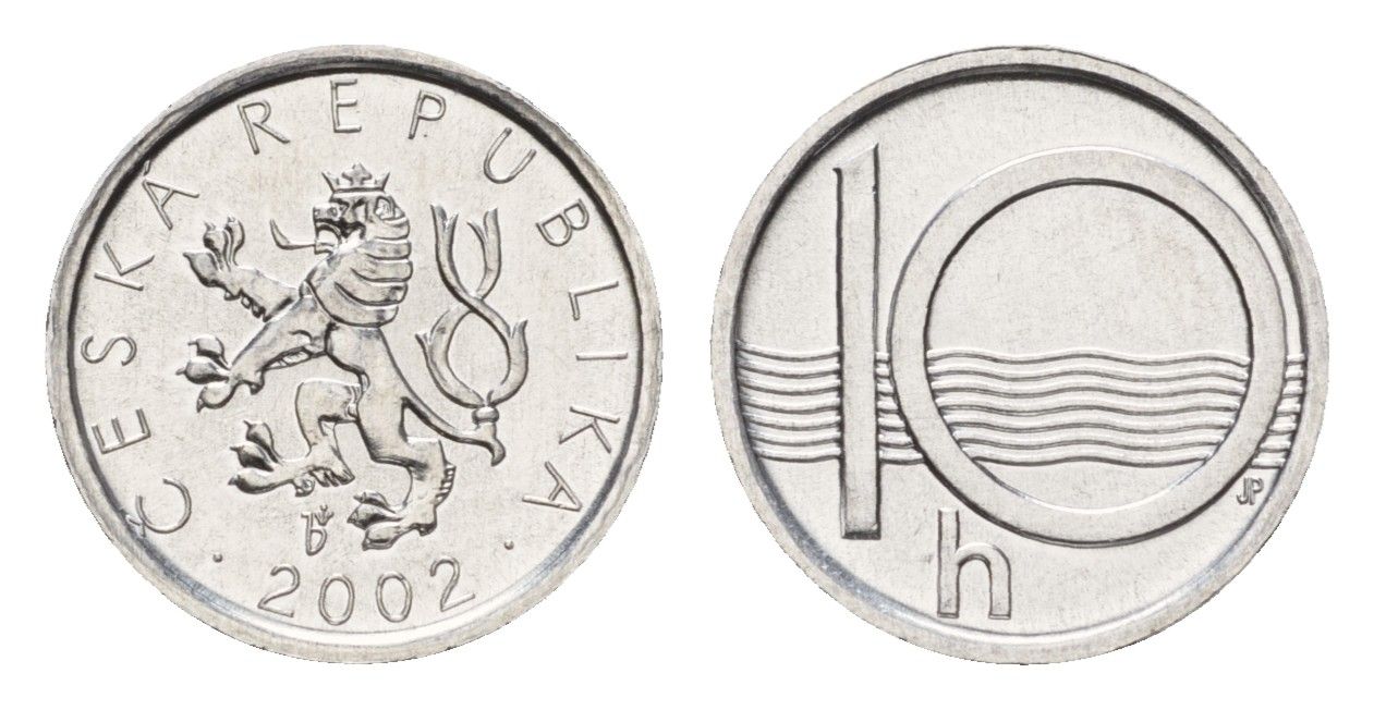 Чехия 10 геллеров 2002 KM 6 алюминий UNC 4158-411