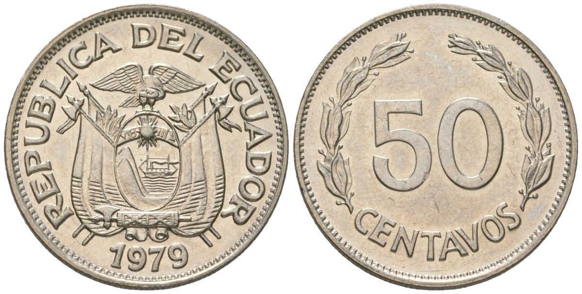Эквадор 50 сентаво 1979 KM 81 сталь плакированная никелем aUNC 4511-344